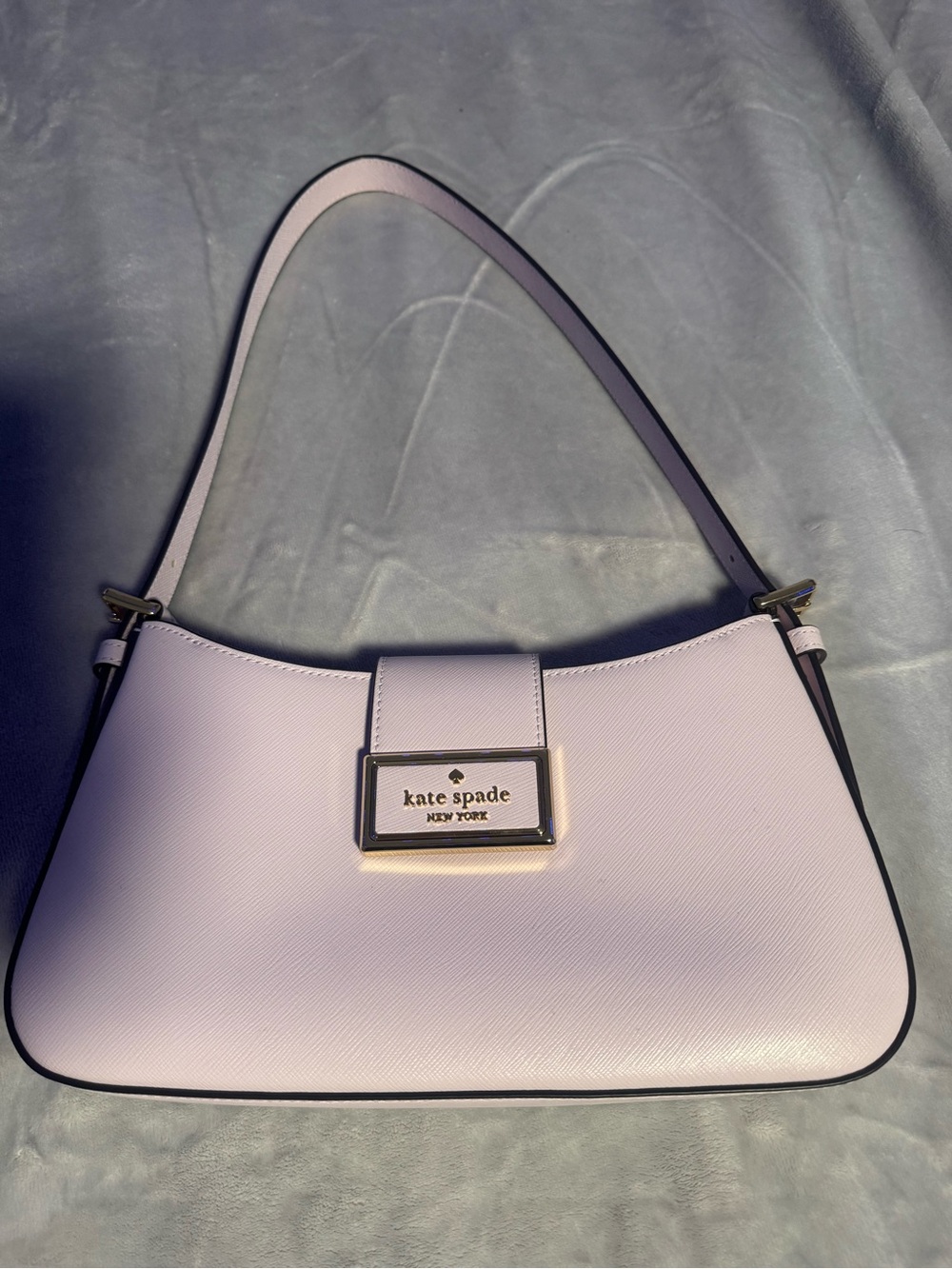 kate spade pale ameth Saffiano Shoulder Bag with Gold Plaque